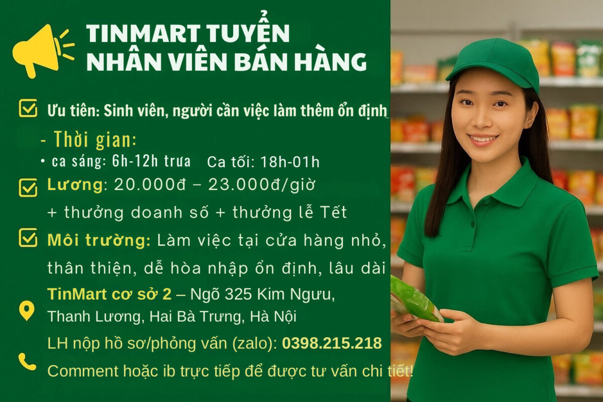 tuyen dung nhan vien thu ngan ban hang hai ba trung ha noi