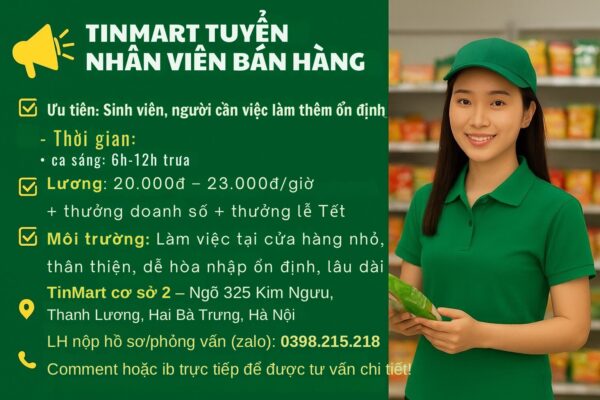 tuyen dung nhan vien thu ngan hai ba trung ha noi
